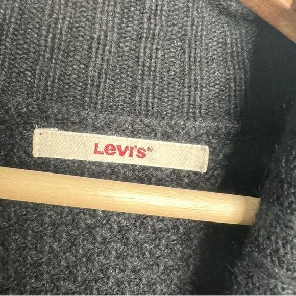 Levi's Womens Size Medium Black Angora Blend One Button Shawl Collar Cardigan - Picture 6 of 11